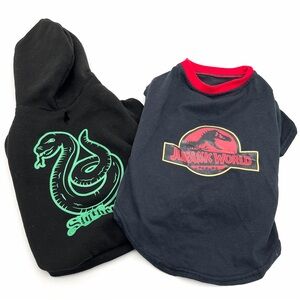 Harry Potter Slytherin and Jurassic World Dog Hoodie and Shirt Bundle